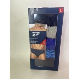 Reebok Mens Size L Low Rise Briefs Underwear 5 Pack Multicolor Essential Comfort